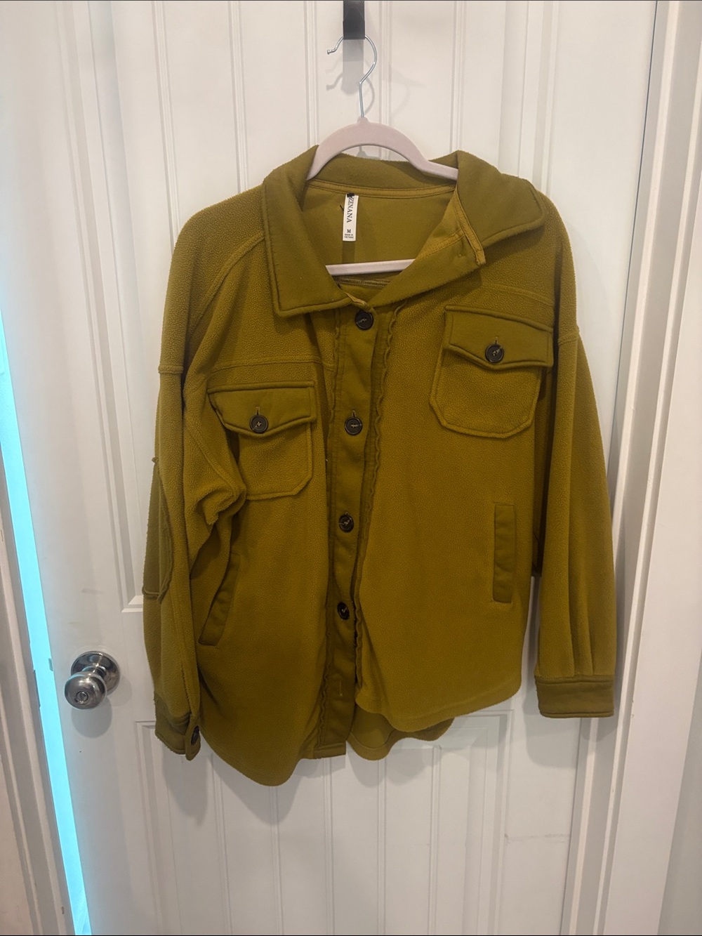 Zenana Outfitters Olive Green Button-Up Fleece Jacket